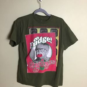 A Christmas Story Oh Fudge Graphic Tee Adult Size  Green Tee  EUC Sz. Medium